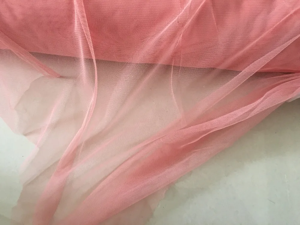 165 см в ширину 3 м/лот темно персиково розовая сетчатая мягкая газовая ткань