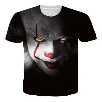 color as the picture PLstar Космос фильм это Pennywise футболка Стивен Кинг 1990 фильм ужасов Мужская футболка Косплей Мужчины Женщины Уличная футболка - Цвет: color as the picture