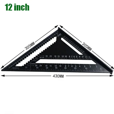 12inch metric 7 ''12'' треугольные угломер из алюминиевого сплава угловая линейка для обрамления строительных художников деревообрабатывающие измерительные инструменты - Цвет: 12inch metric