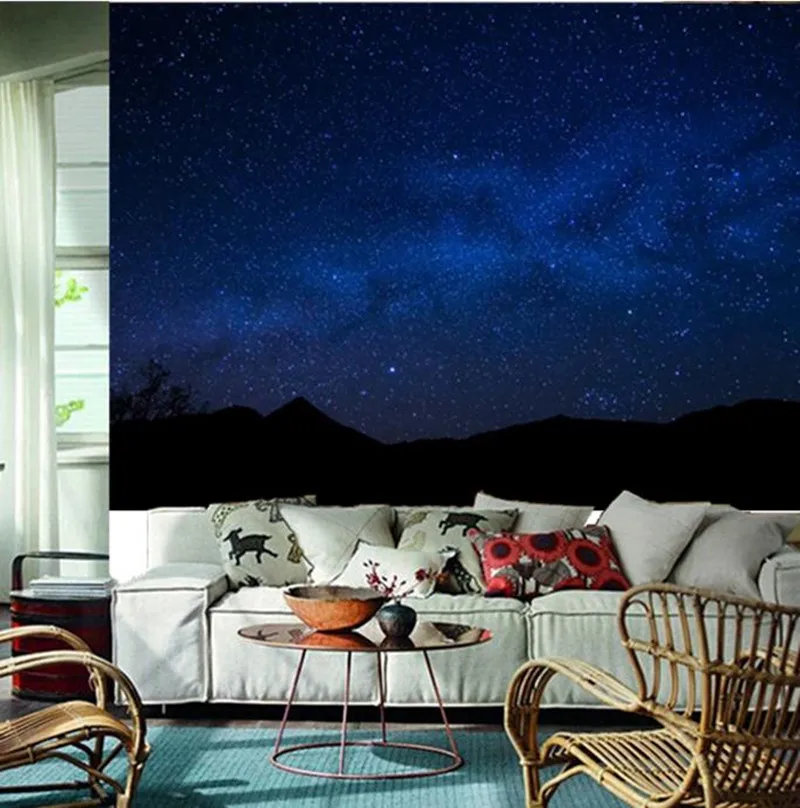 Объемная большая настенная роспись на заказ обои с изображением молочного пути