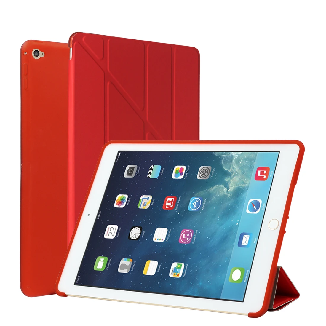 Для iPad Air 2 / Air 1 чехол, чехол для планшета Ультра тонкий тонкий кожаный PU+ силиконовый мягкий задний чехол для смарт-чехла для Apple iPad 5 6 автоматический спящий режим / пробуждение
