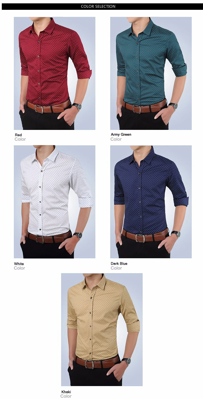 Новая коллекция модных осенних свитеров Для мужчин одежда Slim Fit Для мужчин рубашка с длинными рукавами Для мужчин в горошек Повседневное Для мужчин рубашка социальных размера плюс M-5XL