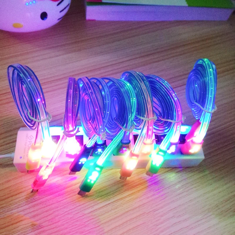 CatXaa 100 см улыбающееся лицо блеск освещение кабель микро-usb для зарядки передачи и