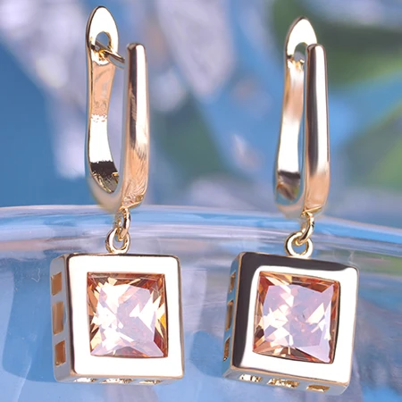 Мадри 6 цветовый серьги-каффы с кристаллами для женщин кубического циркония серебряного цвета квадратные бусины свадебные вечеринки аксессуары Пендиентес.