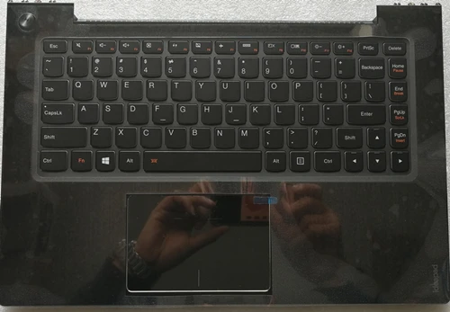 BLACK Для lenovo Ideapad U430 U430P US клавиатура+ Упор для рук верхнюю крышку верхний регистр с Touchpad и подсветкой, серебристого или черного цвета - Цвет: BLACK