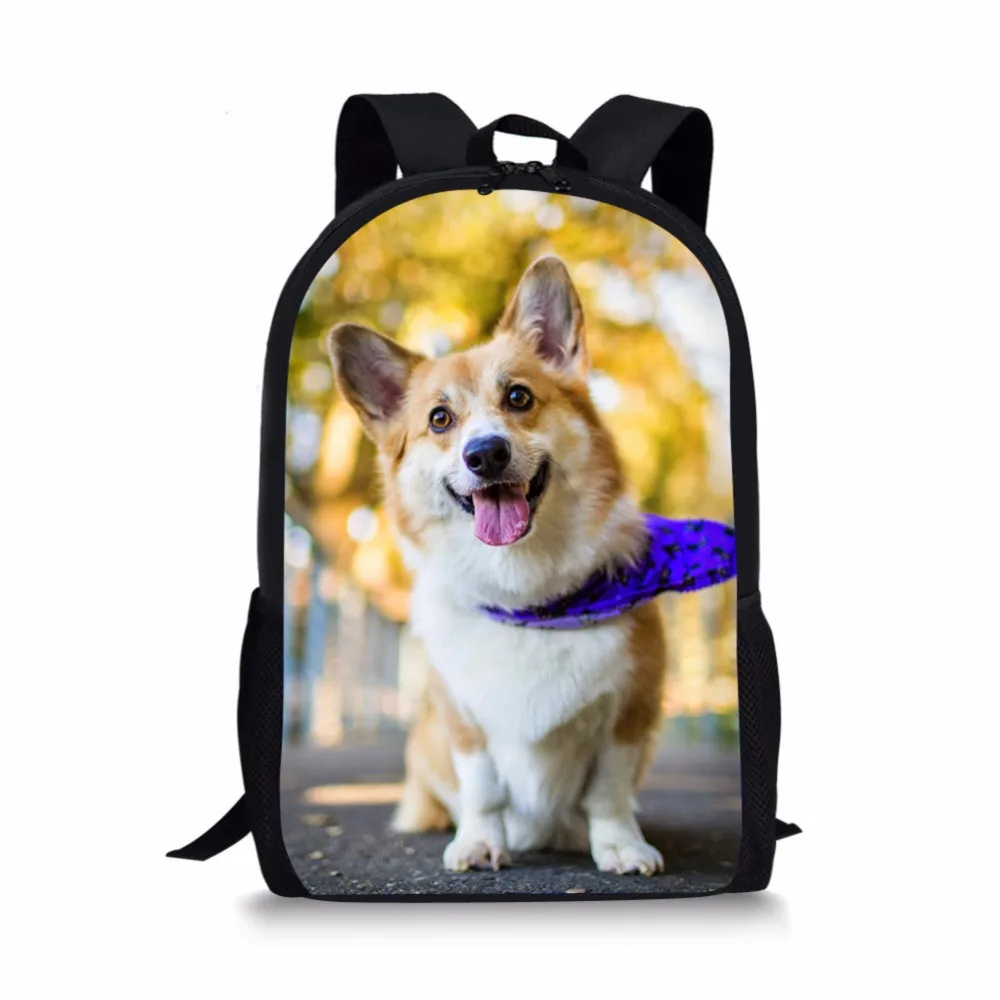 Школьный рюкзак ThiKin Welsh Corgi Pembroke с принтом из полиэстера для мальчиков и