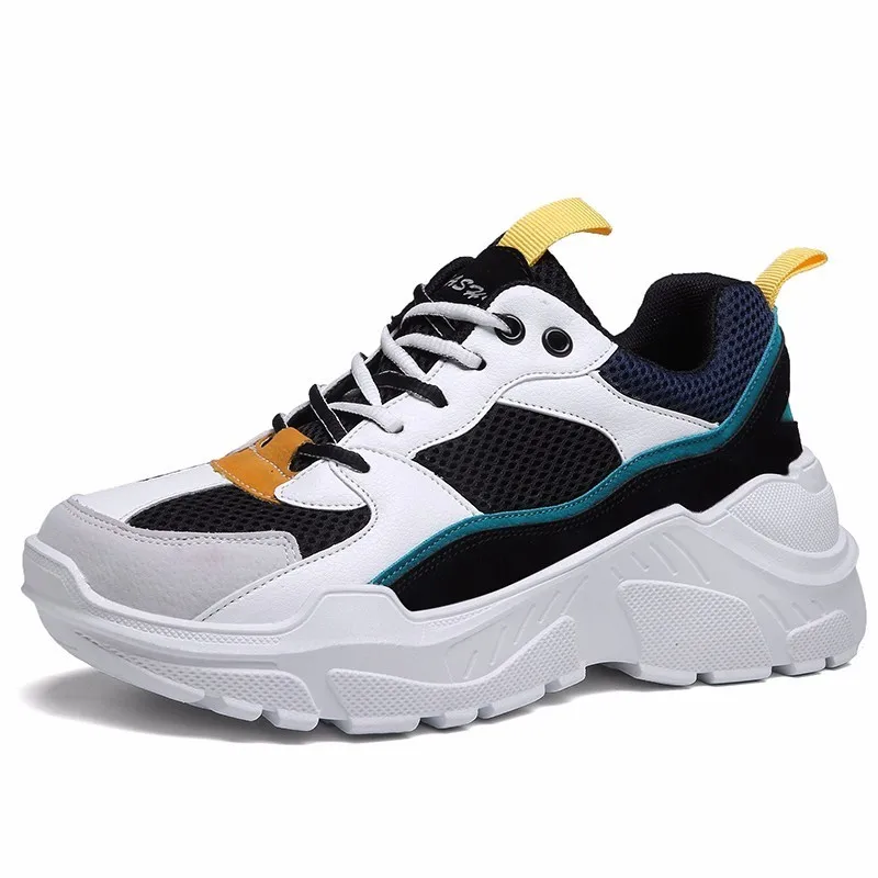976-Black Новинка года; модные теннисные кроссовки на платформе; tenis feminino Dad; обувь из дышащего сетчатого материала; женская повседневная обувь; женские кроссовки; большой размер 43 - Цвет: 976-Black