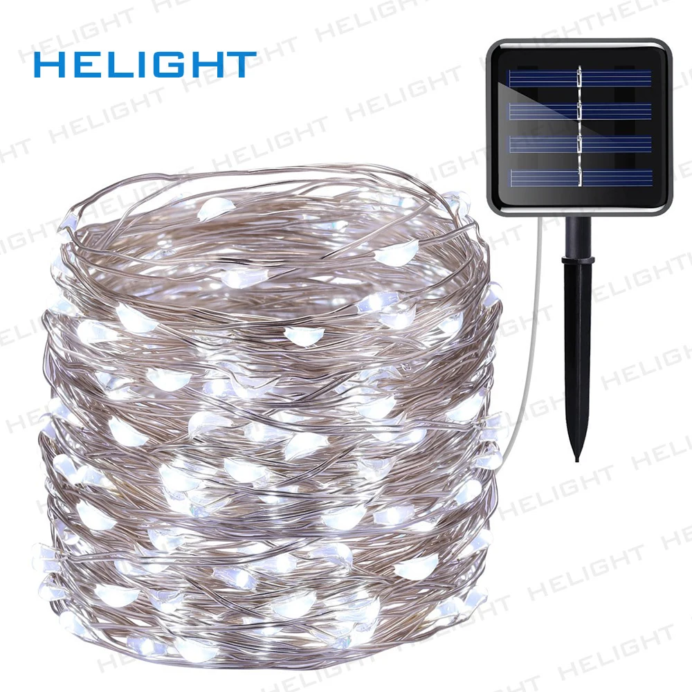 Солнечный струнный светильник 10 м 100LED водонепроницаемый медный провод Сказочный