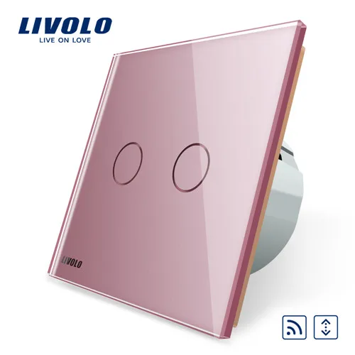 Pink Livolo/Стандартный сенсорный пульт дистанционного управления светодиодной лентой шторы переключатель, AC 220~ 250 V, белый, с украшением в виде кристаллов Стекло Панель, C702WR-1/2/3/5, без пульта дистанционного управления - Цвет: Pink