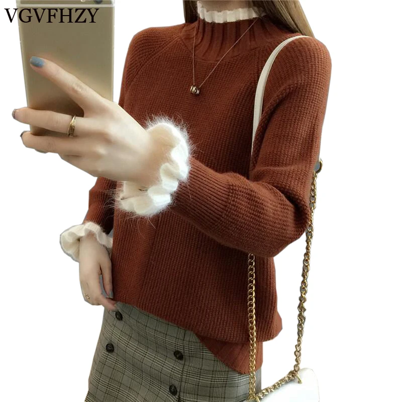 Новые весенние свитера пуловеры модный свитер с высоким воротником 2018 Женский