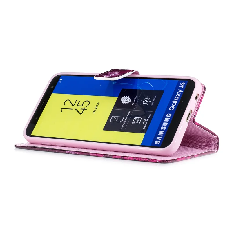 Роскошный кожаный чехол бумажник с откидной крышкой для Samsung J4 J6 J7 Duo A6 J2 Pro J3 J8 A7 A9