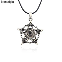 nostalgia wicca pentagram pendant pagan skeleton skull jewelry for women men amulet steampunk big necklace
