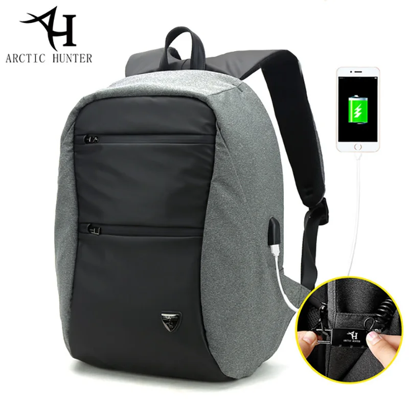 ARCTIC HUNTER 00207 модный рюкзак с защитой от кражи, мужской рюкзак для ноутбука, 15,6 дюймов, водонепроницаемый рюкзак с зарядкой через usb для путешествий, рюкзаки для подростков