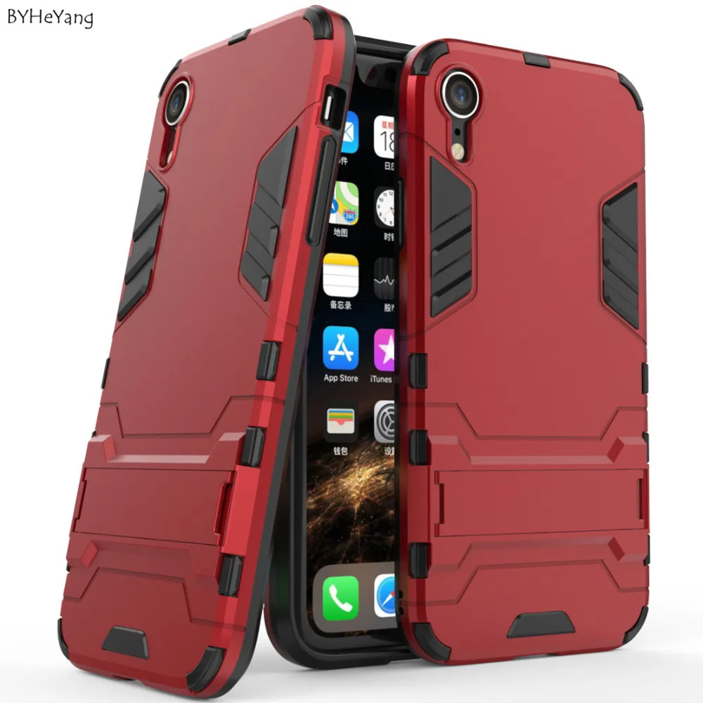 BYHeYang Cover For iPhone XR Case Rubber Robot Armor Phone Shell Protective Hard Back Shockproof |