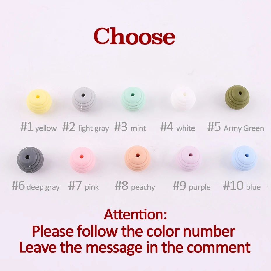 Bite Bites 10pcs Colorful 15mm Chewable Beads Silicone Thread Organic Baby Teether Teething Jewelry | Мать и ребенок