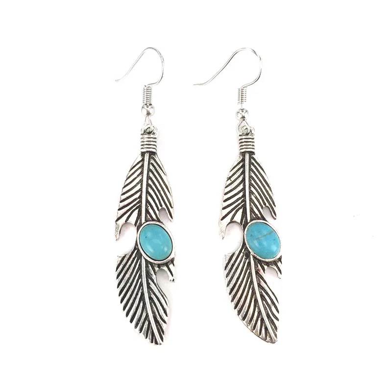 

Lot 12 Pairs Bead Retro Gold / Silver Metal Feather Shape Dangle Earring Drop Earrings For Gift Jewelry