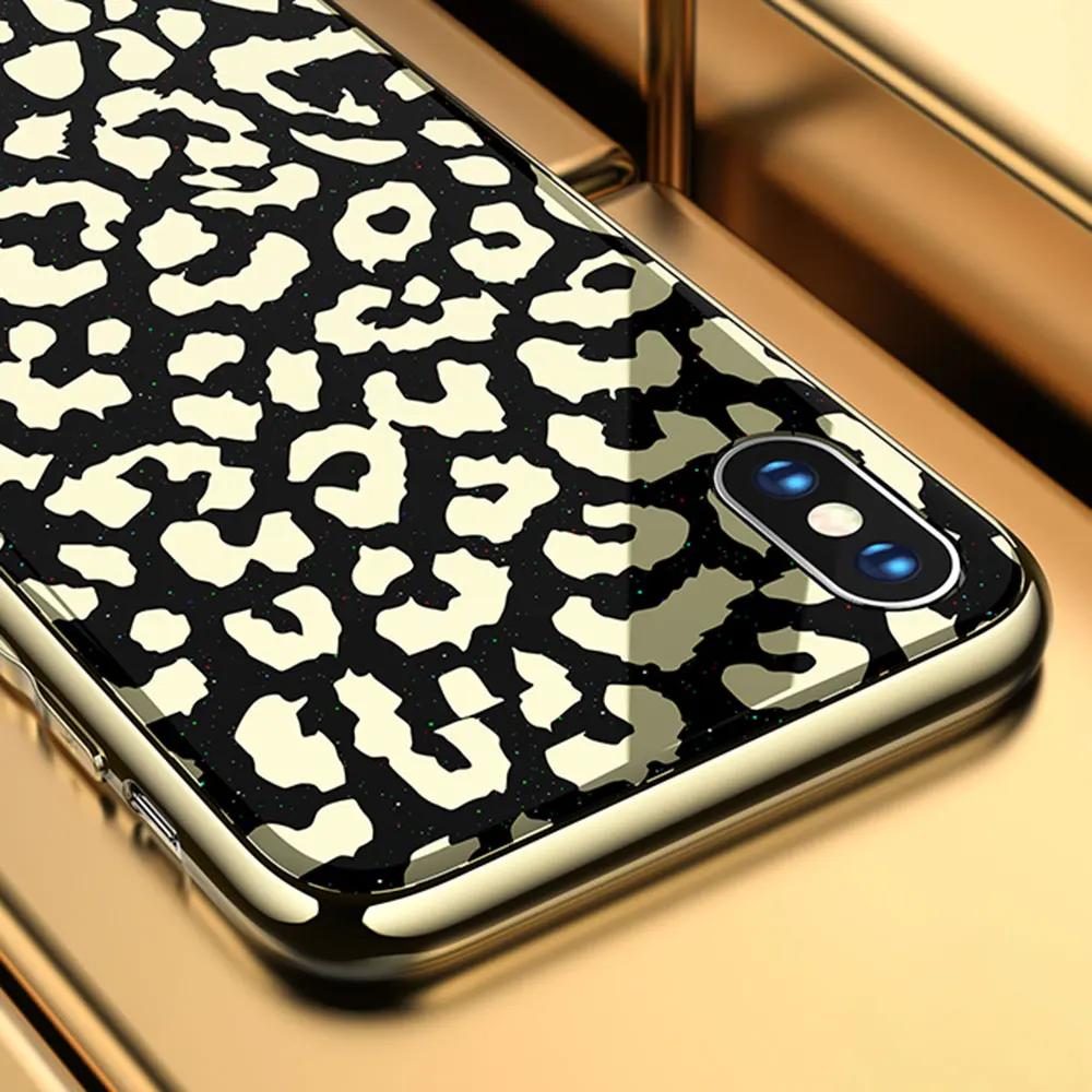 Защитные зеркальные чехлы с леопардовым принтом для iPhone X Xs Max Xr 6 7 8 Plus прозрачный