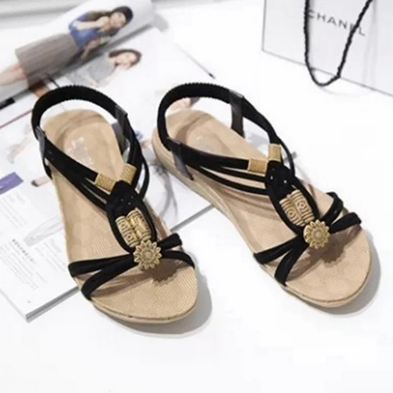 Повседневные дамские стринги в богемном стиле домашние туфли с бусинами и