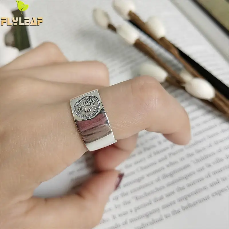 Женское и мужское кольцо из серебра 100% пробы регулируемое с большим