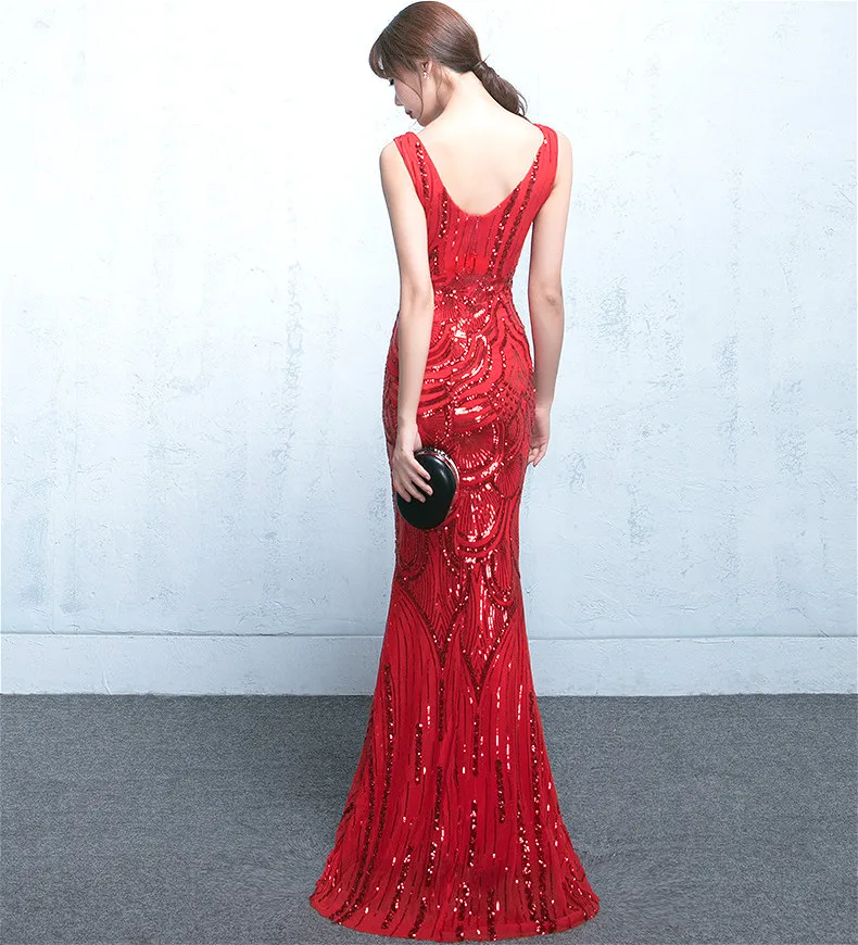 

New Feflective Evening dresses CX SHINE Floral pattern sequins mermaid trumpet prom party dress robe de soiree Vestido