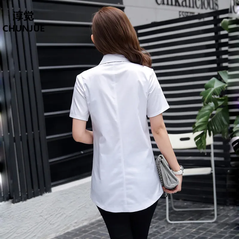 Большие размеры 5XL Женские топы и блузки 2019 мода Blusa офисная с коротким рукавом