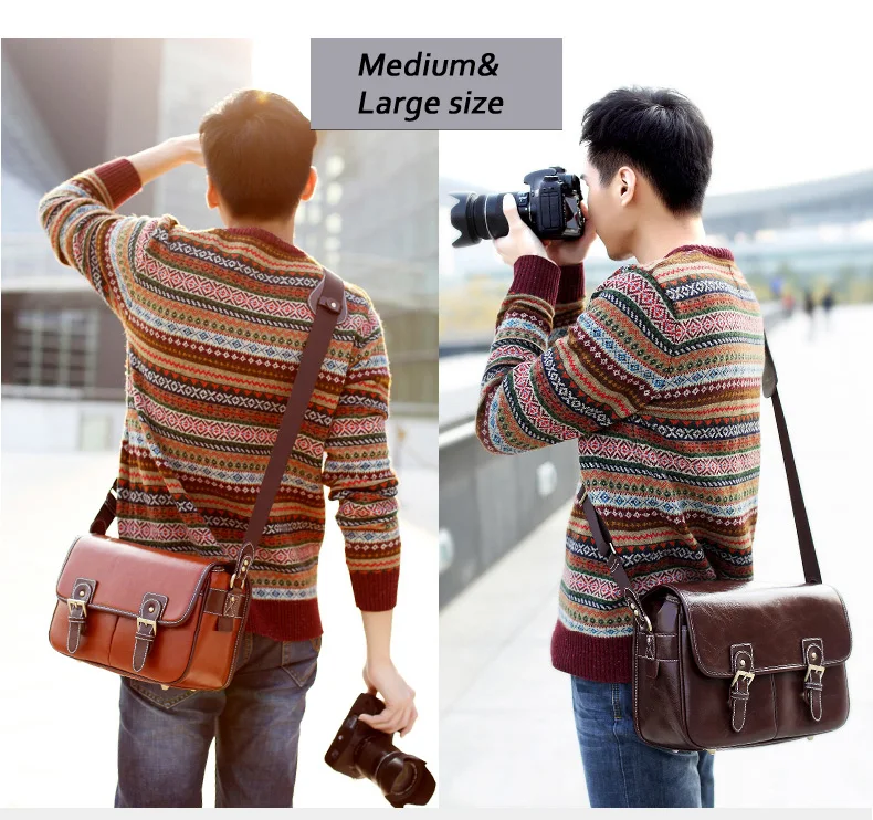 Roadfisher PU Leather Vintage DSLR Photography Travel Camera Bag Shoulder Messenger Insert Case For Canon Nikon Sony Pentax | Электроника
