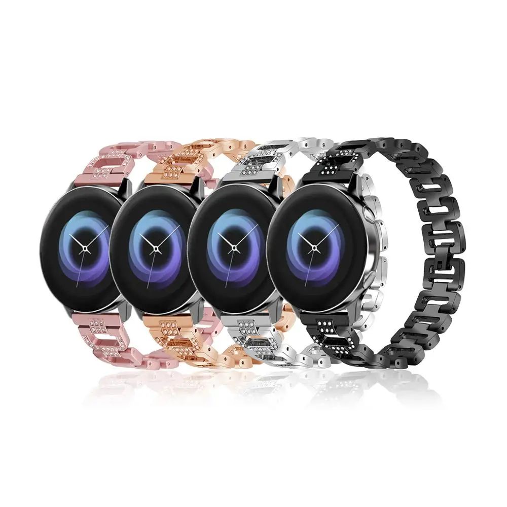 20 мм ремешок для samsung Galaxy Watch, активные Стразы, нержавеющая сталь, металлический ремешок, полосы для samsung Watch huawei Watch 92003