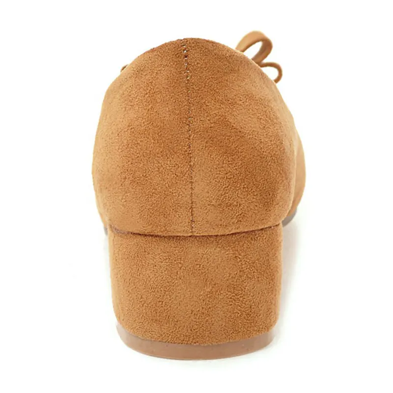 

Fanyuan Spring Candy Butterfly-knot Ladies Fashion Shoes Comfort Med Heel Work Pump Women Casual Flock Shallow Calzado Mujer