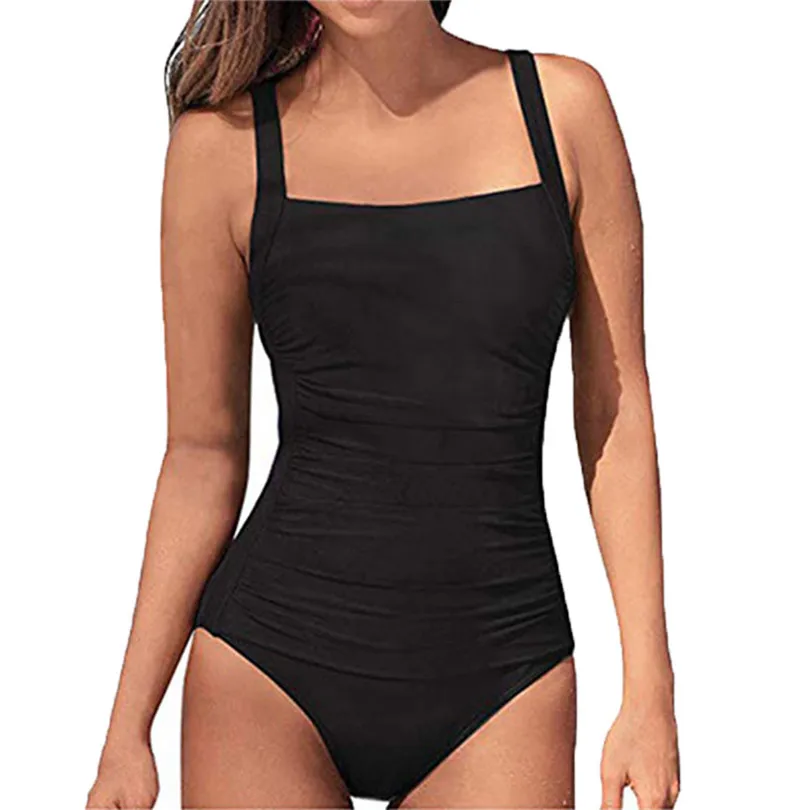 

Solid One Pieces Bikini Women Summer Bathing Backless Sexy Swimwear Solid Beachwear Siamese Swimsuit Plus Size Bikini 40MAY30