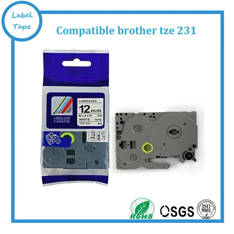 10pk/lot 12mm Tz 231 Tze231 Black on White Strong adhesive Compatible P touch tze-231 Label Tape Cartridge tz231 | Компьютеры и офис