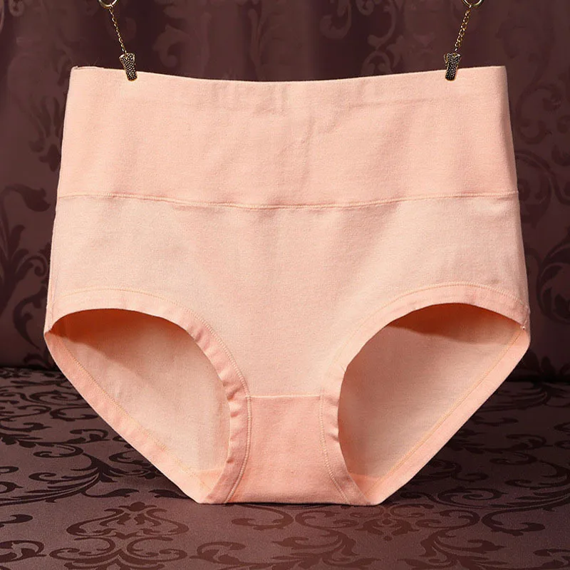 NW53 Ropa Interior Femenina женское хлопковое нижнее белье с высокой талией, дышащее белье, женские трусики размера плюс - Цвет: Кораллово-Красный