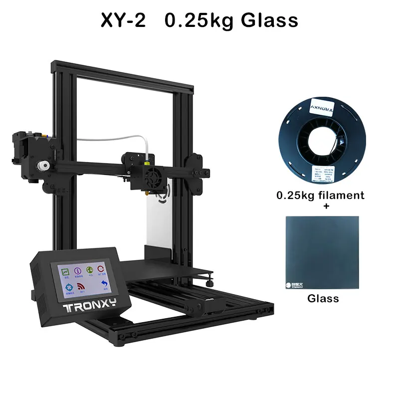 Горячая Распродажа XY-2 3d принтер Tronxy Дизайн Автоматический уровень интегрированный Drucker цветной сенсорный экран высокая точность быстрая печать скорость - Цвет: XY-2 0.25kg Glass
