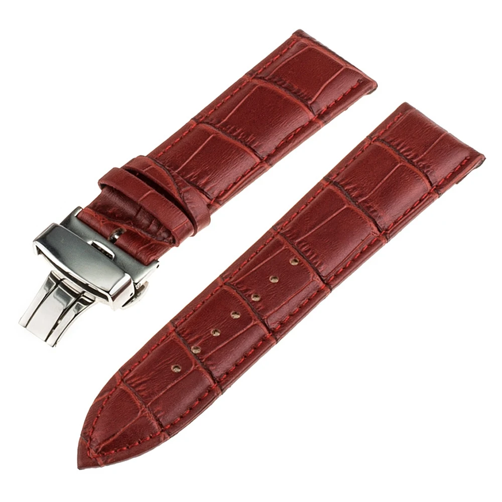 22 мм ремешок из натуральной кожи Бабочка Пряжка для Pebble Time/сталь LG G Watch W100 W110 Urbane