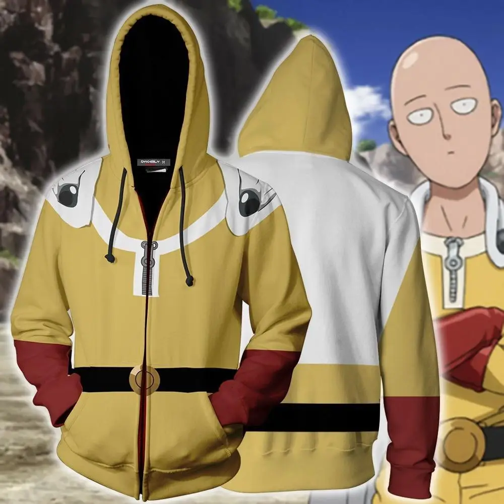 Anime ONE PUNCH MAN Saitama Hoodies Cosplay Costumes 3D Print Sweatshirts man Hooded Casual Jacket | Тематическая одежда и