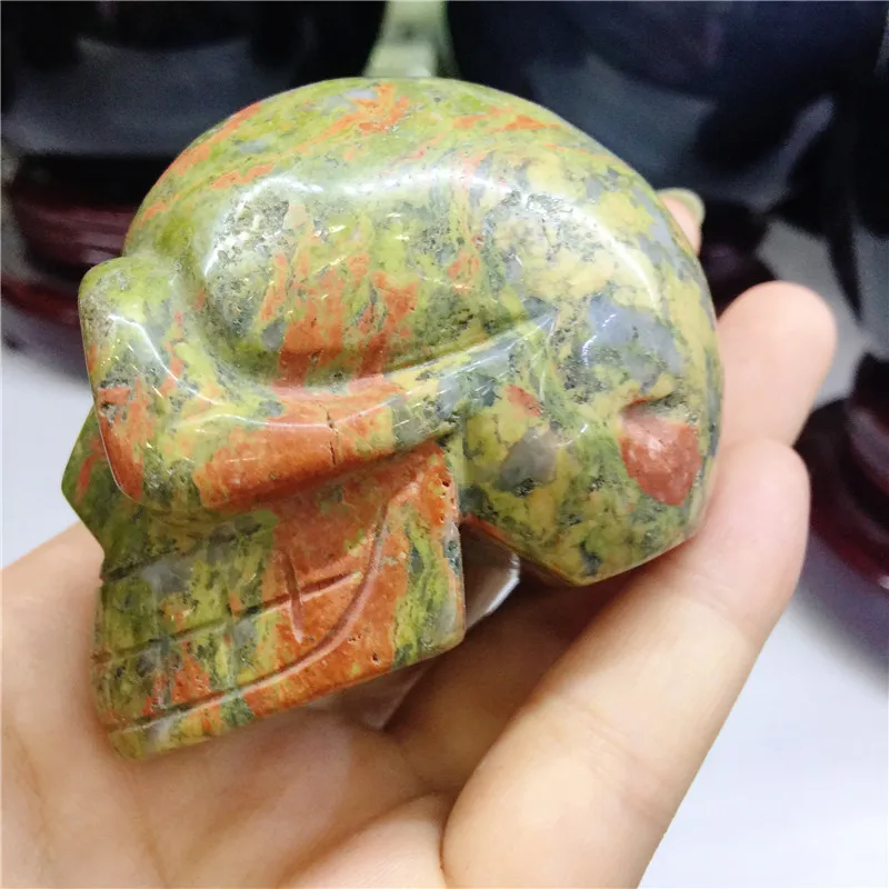 1 шт. ручная работа натуральный тигровый глаз порошок череп Хрустальная резная