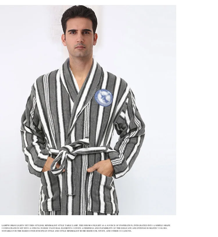 Big size 100% cotton bathrobes men toweled thickening 100% male cotton sleepwear medium-long male robe plus size plus size