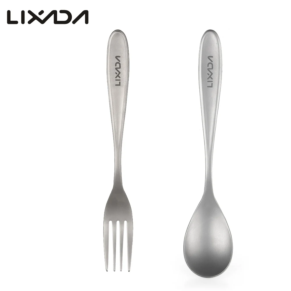 Spoon and fork Lixada Титановая Ложка/вилка легкая столовая ложка/вилка настольная ложка/вилка для дома на открытом воздухе для пикника, кемпинга, туризма, путешествий - Цвет: Spoon and fork