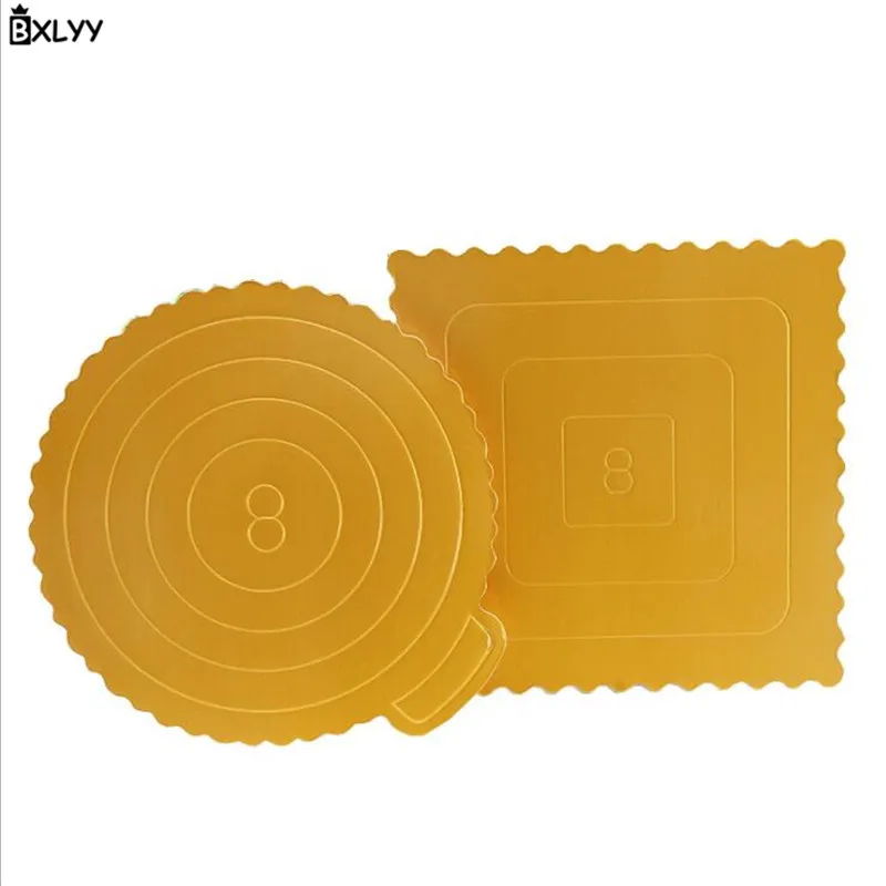 BXLYY1pc плотной золотистой на рифленой Поддержка 4/6/8/10 дюймов очень жесткие квадратные круглый поднос для торта Формы для выпечки Аксессуары свадебные Decoration.8z