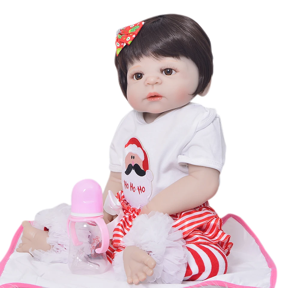 23inch full silicone reborn Bathe Toy NPK Baby-Reborn girl Babies modeling Birthday Christmas Gift Girls Brinquedos toddler | Игрушки и