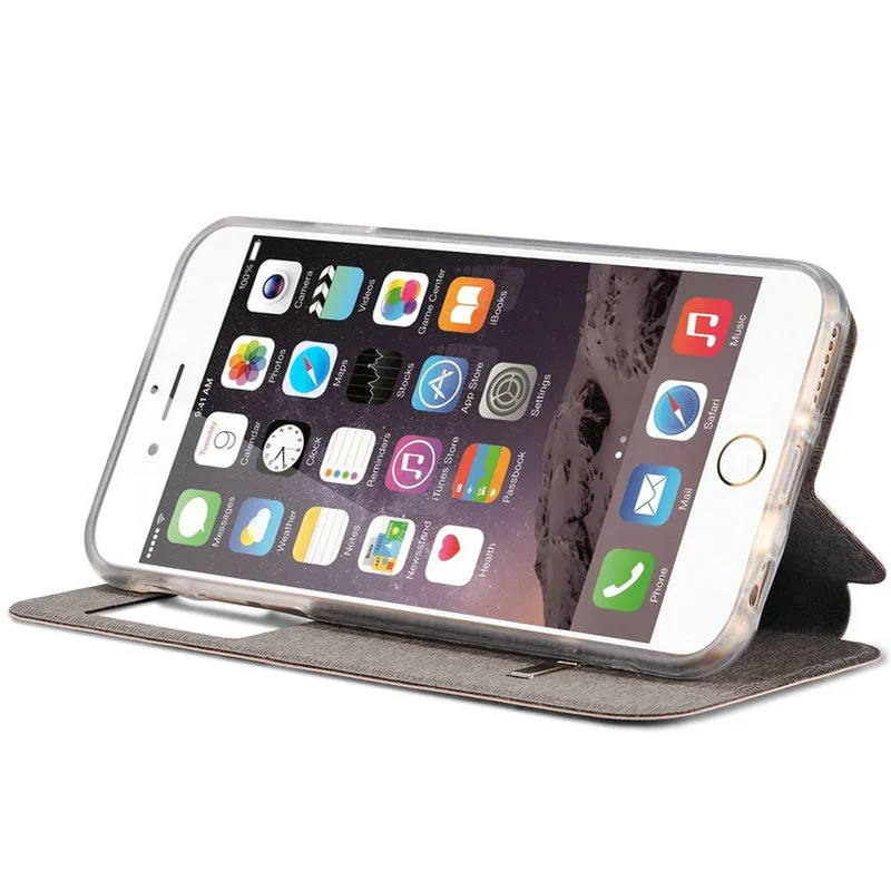 Умный силиконовый чехол из ПУ кожи с окошком для переднего вида iphone 5 6 6s 7 plus