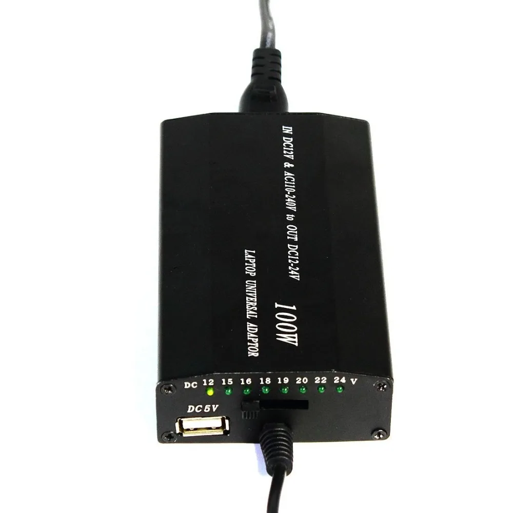 Автомобильный Универсальный адаптер питания для ноутбука с интерфейсом USB 100 Вт