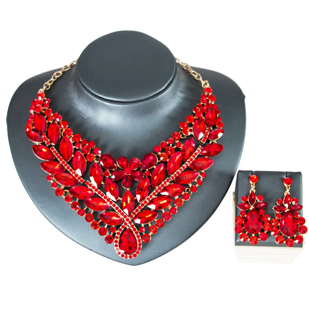 LAN PALACE 2019 new plant glass necklace and earrings jewelry sets for wedding party engagement brithday gift free shipping | Украшения и