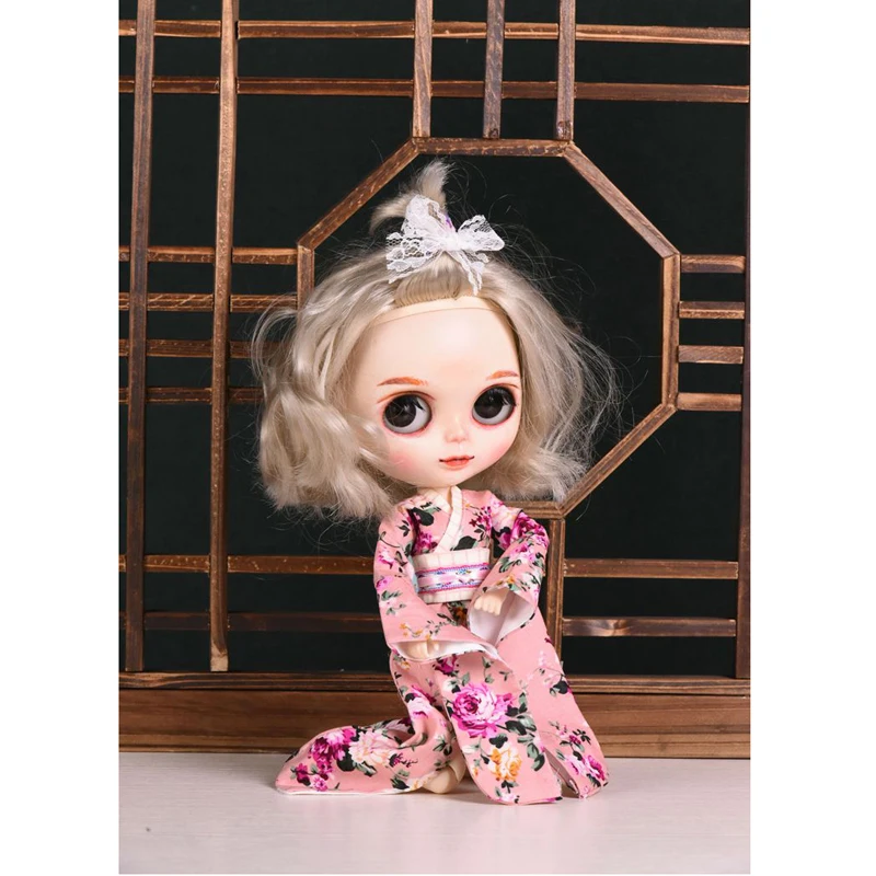 Новое поступление, 1 шт., 1/6 платье для куклы Blyth, голубое, розовое цветное кимоно, одежда для Барби, лички, Курна 30 см, Одежда для куклы, 5 цветов
