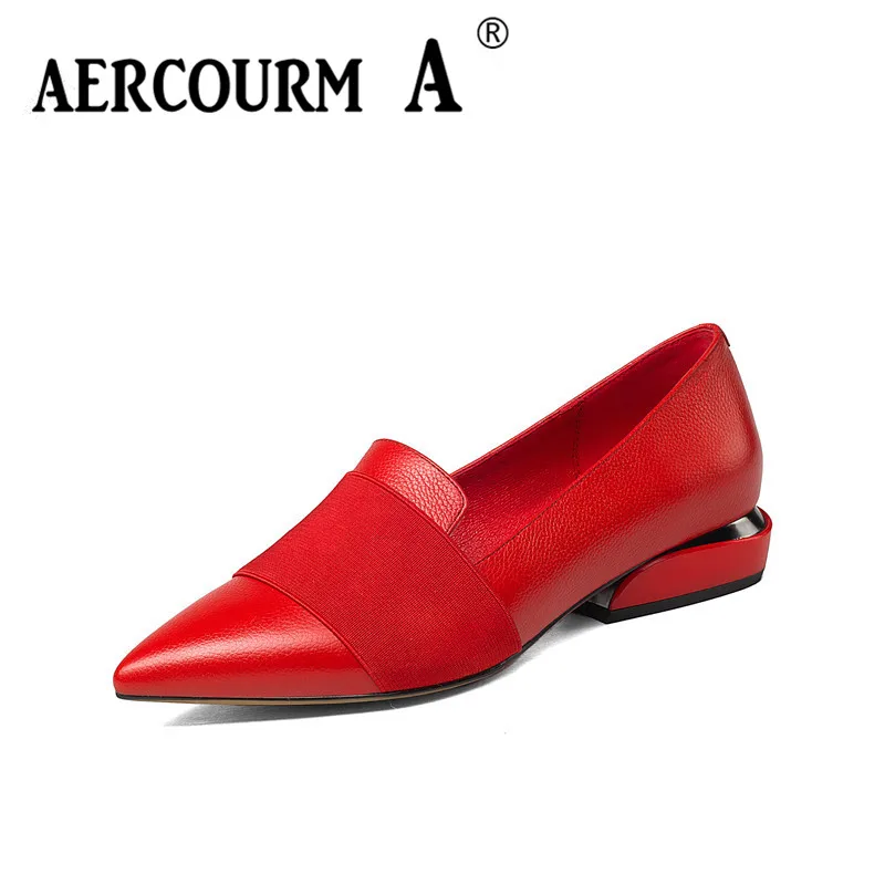 Aercourm A/Женская обувь из натуральной кожи на низком каблуке черная офисная для