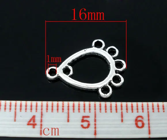 Коннекторы DoreenBeads из металлического сплава античные серебристые 16 0 мм (5/8 дюйма) x