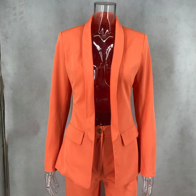 

Fashion Sexy Two Piece Orange Elegant Women Long Sleeve Wedding Party Outfit Jumpsuit Celebrity and High Waist Pants Wholesale