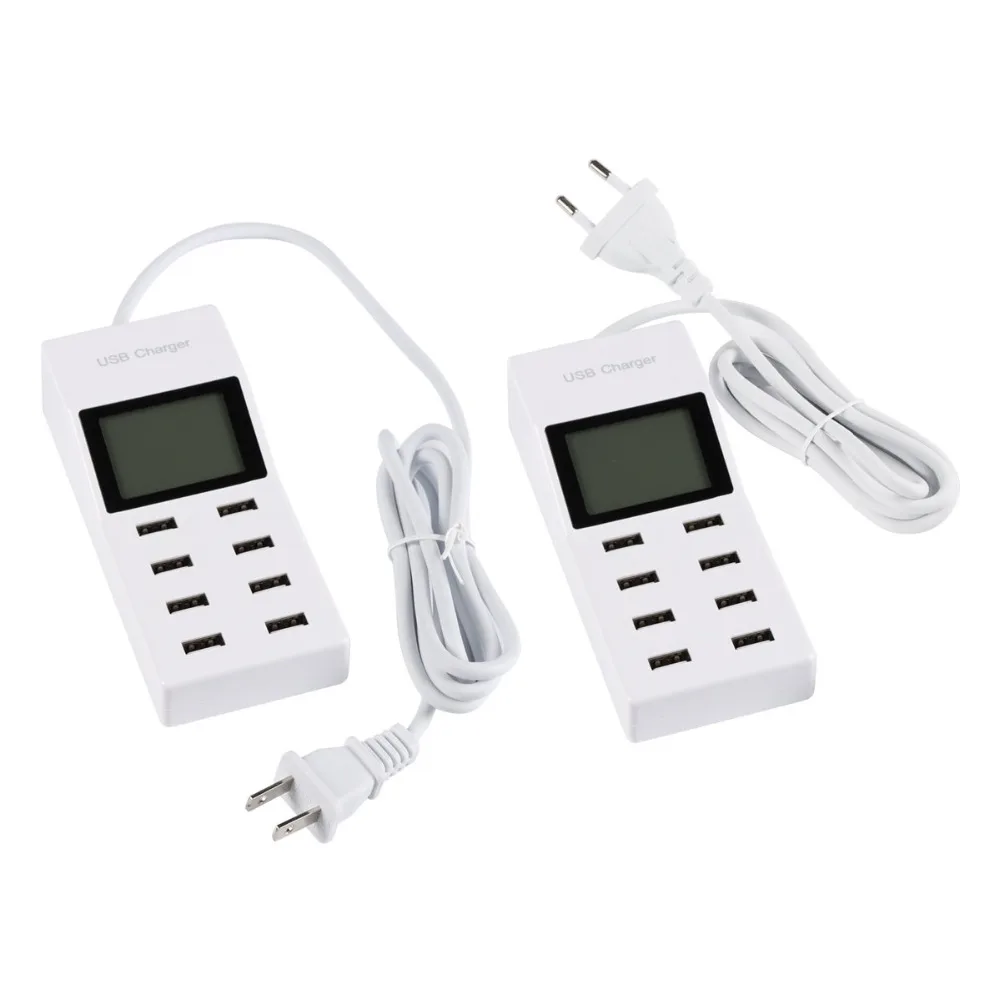 

Universal 8 USB Ports Led Display US EU Plug Travel AC Power Strip Adapter Socket Smart Charge For Cell Phone iphone12 XR Tablet