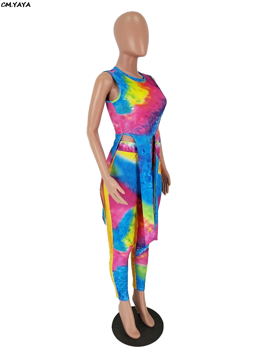 Новинка 2019 женский летний костюм с принтом tie dye galaxy о-образным вырезом высоким