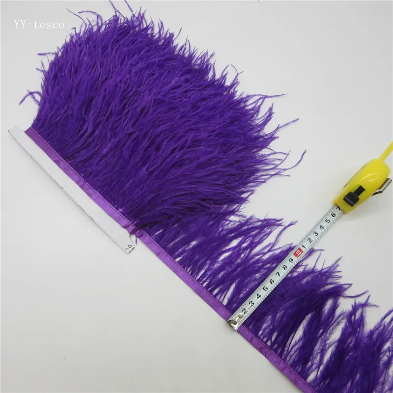 purple 10 ярдов 10-15 см обрезки страусовых перьев для юбки/платье светильник зеленый страусиные перья ленты перо для рукоделия оперение одежды - Цвет: purple