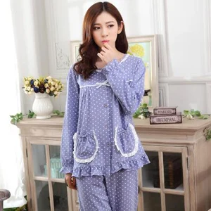 Хлопковые пижамы женские весенние Осенние футболки с длинными рукавами размера плюс 100%, одежда для сна, пижамные комплекты комплект одежды для дома